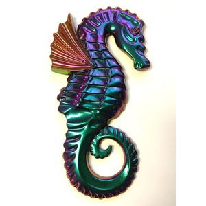 Seahorse Wall Decor Metallic Color Shift Coastal Art